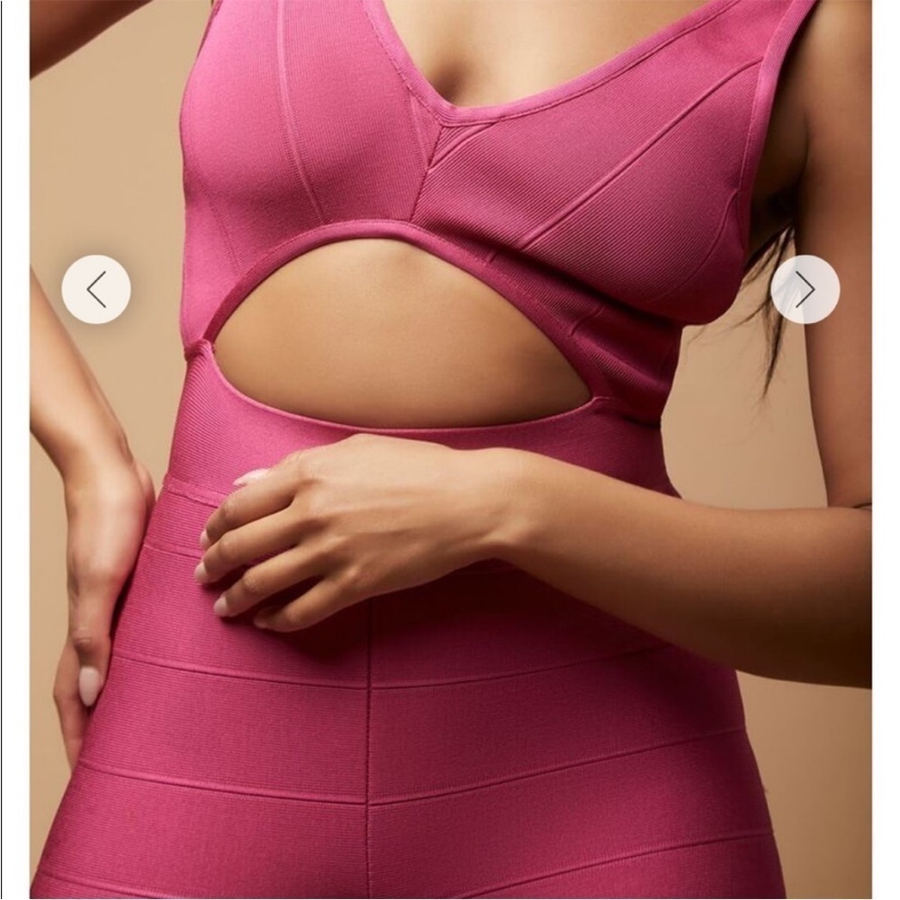 RARE HERVE LEGER X FOREVER 21 Pink Bandage Cut Out Romper - Picture 5 of 13